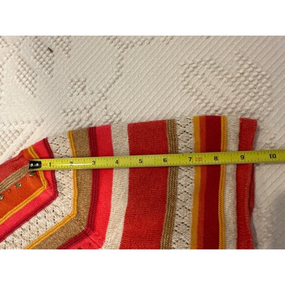 Alfred Dunner Womens Sweater Sz L Orange Striped Beaded Boho Granny Artsy Comfy - Picture 8 of 11